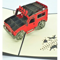 Handmade 3D Pop Up Card Land Rover Red Black Birthday Wedding Anniversary Father's Day Valentine's Day Graduation Holiday Camp Outdoor Party